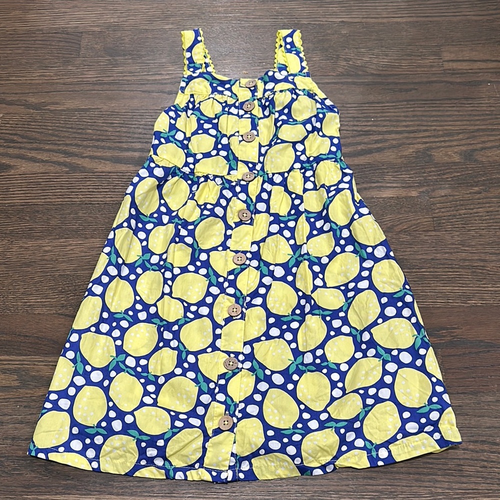 Picapino Kids Lemon Print Dress - Blue and Yellow sz 8